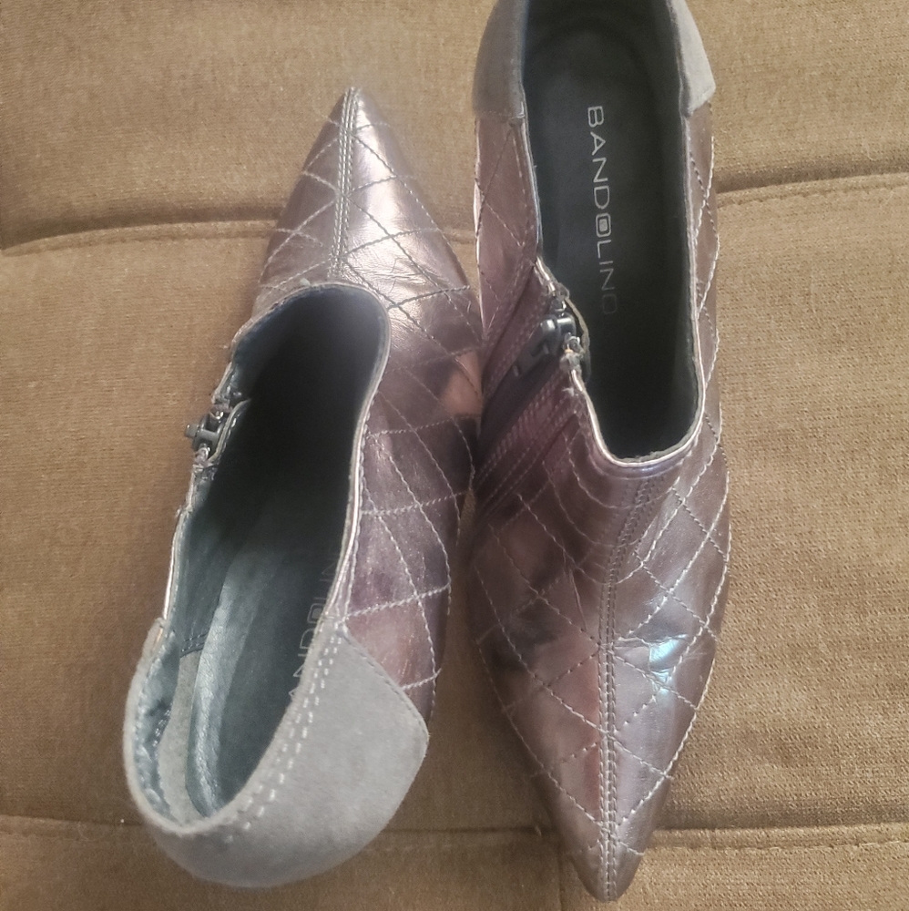 Metallic Pewter Point Toe Booties - image 3